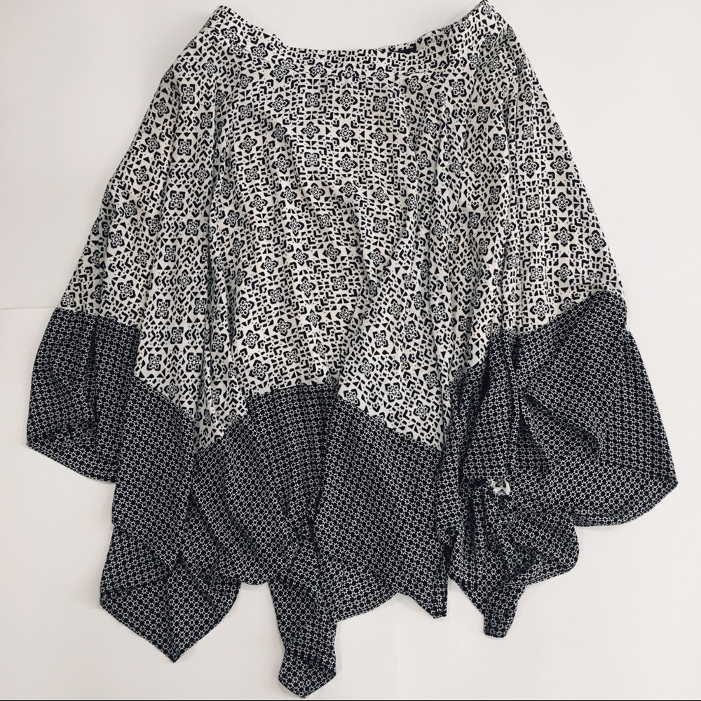 Asymmetrical Black and Cream Skirt